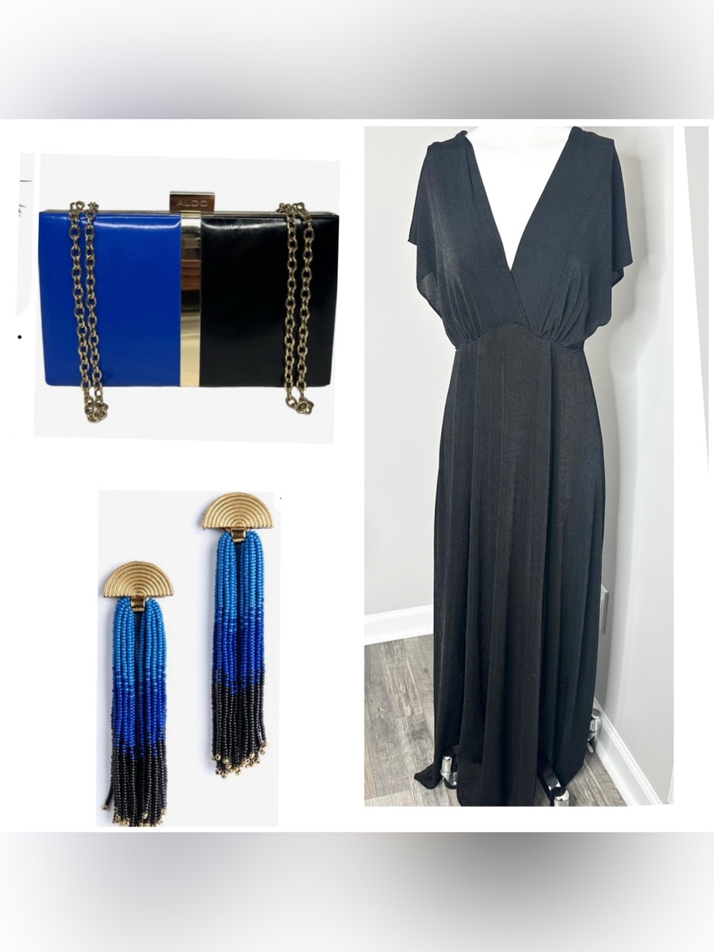 24/7 Comfort Apparel Black V-Neck Maxi Dress- xl